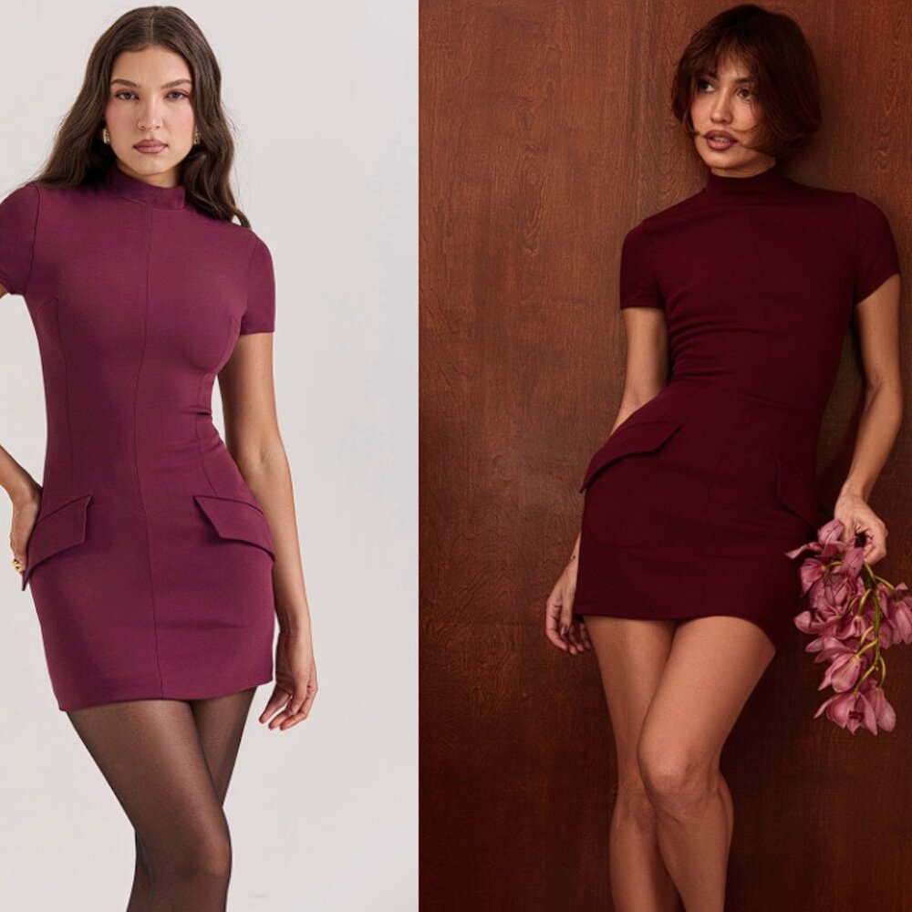 HOUSE OF CB 'Alia' Mulberry Mini Dress NWOT